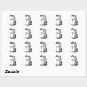 Sticker Rond Halloween squelette assis anatomie (Feuille)