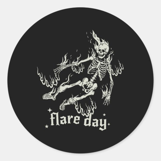 Sticker Rond Halloween Squelette Flare Day Fibromyalgie Endomèt (Devant)