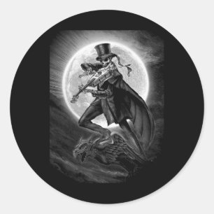 Sticker Rond Halloween Squelette Jouer Violon - Rocher Et Roule