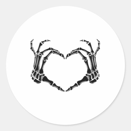 Sticker Rond Halloween Squelette Mains de coeur (Devant)