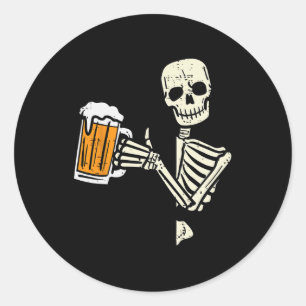 Sticker Rond Halloween Squelette Papa Drôle Lazy Costume de crâ