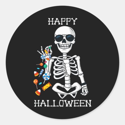 Sticker Rond Halloween Squelette Saler Candy Fun (Devant)