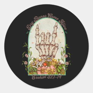 Sticker Rond Halloween Squelette Sèche Os Arrivent Bible Vers
