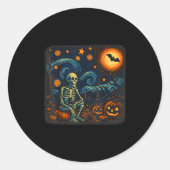 Sticker Rond Halloween Squelette Starry Night Van Gogh Citrouil (Devant)