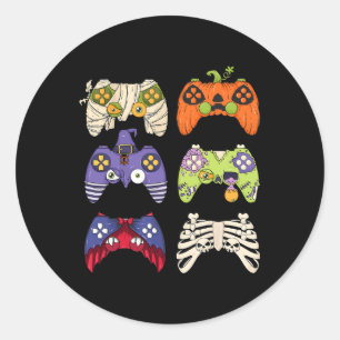 Sticker Rond Halloween Squelette Zombie Contrôleurs de jeu mama