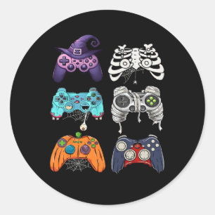 Sticker Rond Halloween Squelette Zombie Contrôleurs de jeu mama
