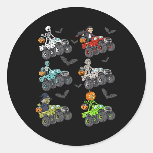 Sticker Rond Halloween Squelette Zombie équitation Monster Cami (Devant)