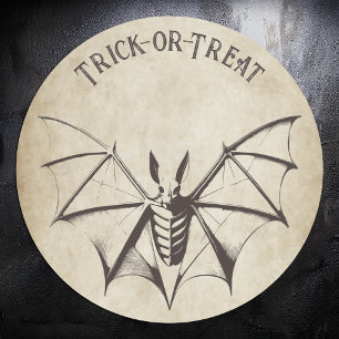 Sticker Rond Halloween squelettique vintage