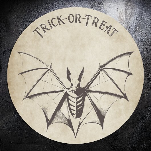 Sticker Rond Halloween squelettique vintage