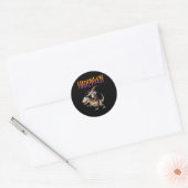 Sticker Rond Halloween T-rex Skeleton Ride (Enveloppe)