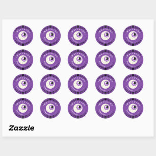 Sticker Rond Halloween Terrifiant des yeux pourpres