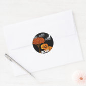 STICKER ROND HALLOWEEN TÊTES CITROUILLES (Enveloppe)