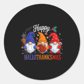 Sticker Rond Halloween Thanksgiving Christmas Happy Hallothanks (Devant)