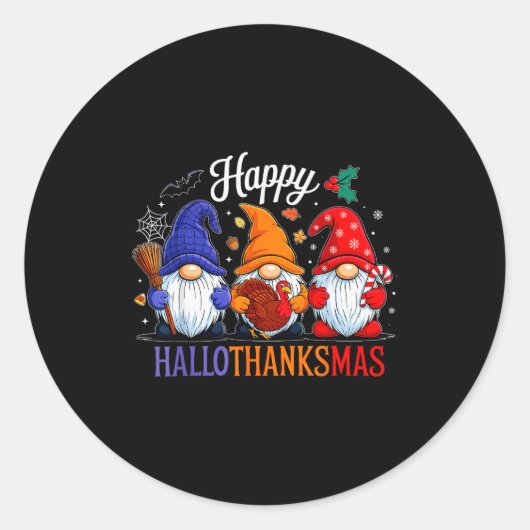 Sticker Rond Halloween Thanksgiving Christmas Happy Hallothanks (Devant)
