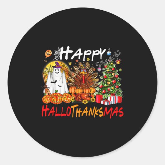 Sticker Rond Halloween Thanksgiving Christmas Turkey Happy Hall (Devant)