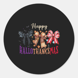 Sticker Rond Halloween Thanksgiving Joyeux Hallothanksmas Coque