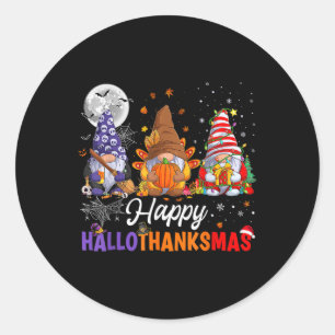 Sticker Rond Halloween Thanksgiving Noël Happy HalloThanks