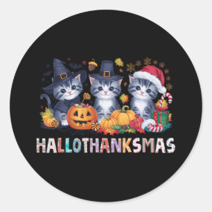Sticker Rond Halloween Thanksgiving Noël Joyeux Hallomerci