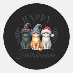 Sticker Rond Halloween Thanksgiving Noël Joyeux Hallomerci