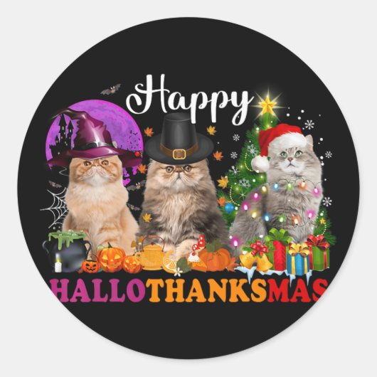 Sticker Rond Halloween Thanksgiving Noël Joyeux Hallomerci (Devant)