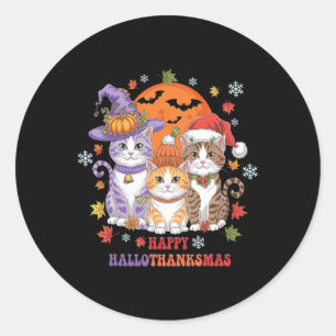 Sticker Rond Halloween Thanksgiving Noël Joyeux Hallomerci