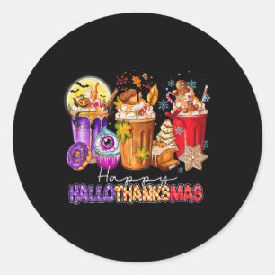 Sticker Rond Halloween Thanksgiving Noël Joyeux Hallomerci