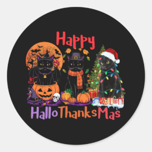 Sticker Rond Halloween Thanksgiving Noël Joyeux Hallomerci