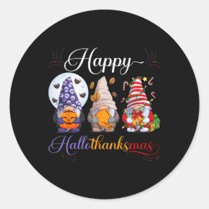 Sticker Rond Halloween Thanksgiving Noël Joyeux Hallomerci