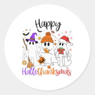 Sticker Rond Halloween Thanksgiving Noël Joyeux Hallomerci