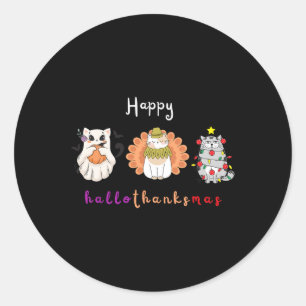 Sticker Rond Halloween Thanksgiving Noël Joyeux Hallomerci