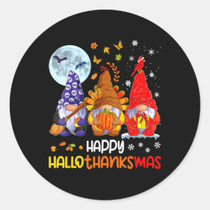 Sticker Rond Halloween Thanksgiving Noël Joyeux Hallothanks