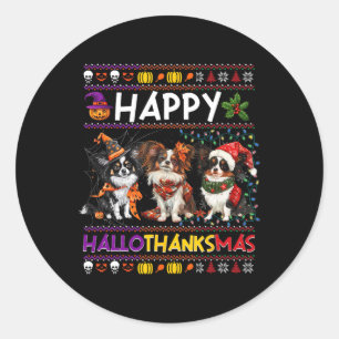 Sticker Rond Halloween Thanksgiving Noël vilain chien Papillon