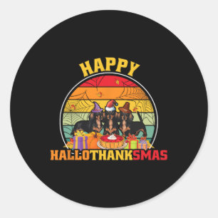 Sticker Rond Halloween Thanksgiving Noël Wiener Happy Hall