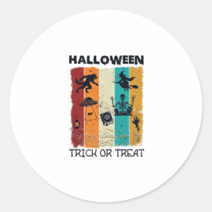 Sticker Rond Halloween Trick Or Treat Loup-Garou Sorcière Squel