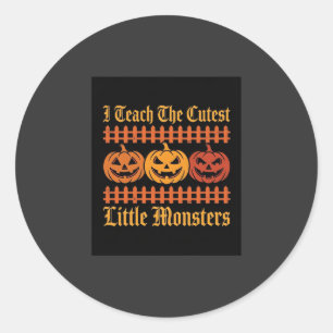 Sticker Rond Halloween Trick Or Treat Petits Monstres Citrouill