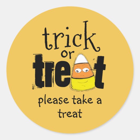 Sticker Rond Halloween Trick ou traiter Candy Corn Typographie (Devant)