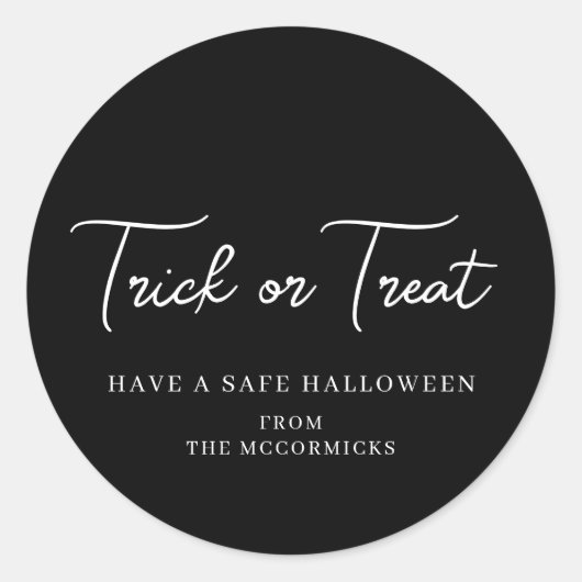 Sticker Rond Halloween Trick ou Treat Script Party Favoriser (Devant)