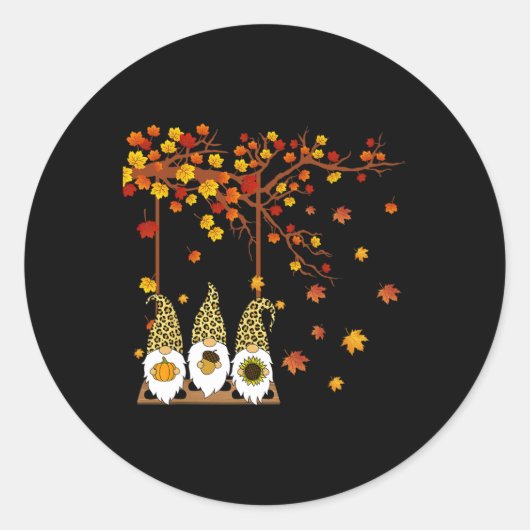 Sticker Rond Halloween Trois Gnomes Casquette Leopard Citrouill (Devant)