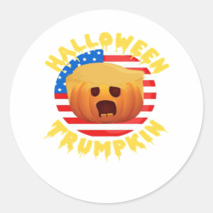 Sticker Rond Halloween Trumpkin drôle Citrouille parodie