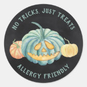 Sticker Rond Halloween Turquoise Citrouille Allergy Traitements (Devant)