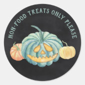Sticker Rond Halloween Turquoise Citrouille de sensibilisation (Devant)