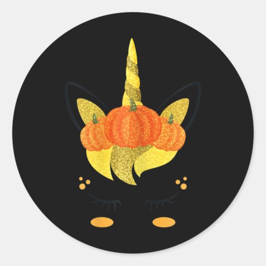 Sticker Rond Halloween Unicorn Visage Thanksgiving Filles Citro (Devant)
