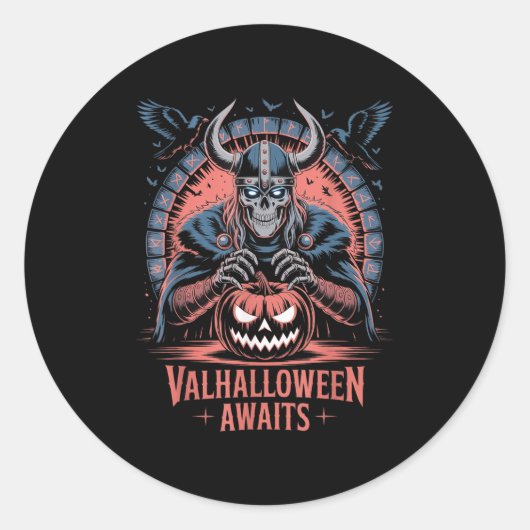 Sticker Rond Halloween Valhalloween Awaites - Valhalla Viking S (Devant)