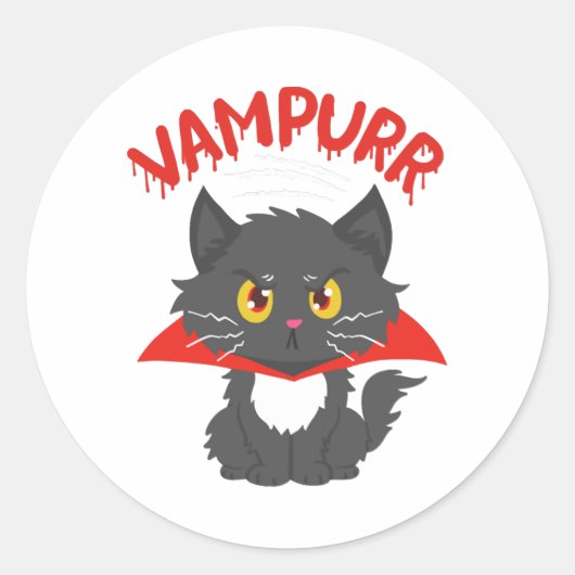 Sticker Rond Halloween Vampire Cat (Devant)