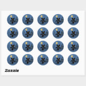 Sticker Rond Halloween Vampire Chat noir avec ailes (Feuille)