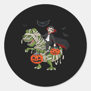 Sticker Rond Halloween Vampire équitation T Rex Fun Boys Girls 