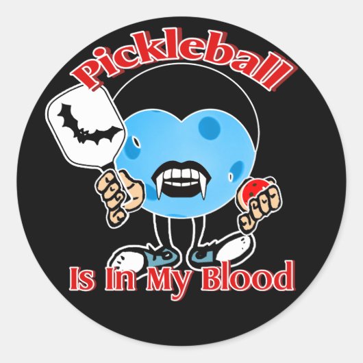 Sticker Rond Halloween Vampire - Pickleball Dans Mon Sang (Devant)