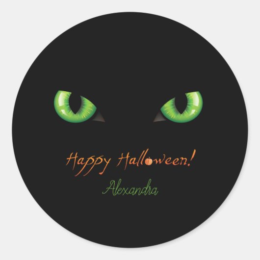 Sticker Rond Halloween vert effrayant yeux (Devant)