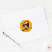 Sticker Rond Halloween Vibes Scandale Lune Et Cat Grunge Style (Enveloppe)