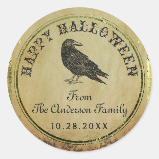 Sticker Rond Halloween Vintage éffrayant (Devant)